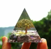 60mm Tree of Life Peridot Healing Crystal Meditation Pyramid Energy Orgone Stone