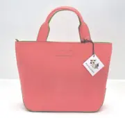 NWT Vera Bradley Baekgaard Small Zip Tote Bubble Gum Pink with Green Excellent!!