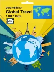 Global Travel SIM Card DATA eSIM 1GB 7Days USA Europe Asia QR 1 Day Delivery