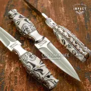 IMPACT CUTLERY RARE CUSTOM D2 FULL TANG ART BOOT KNIFE RESIN HANDLE