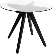 [SK Designer Living] Amber Collection | Round Glass Dining Table | 90cm - Black