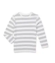 Wonder Nation Gray & White STRIPED Long Sleeve Cotton Tee Shirt Boys XS (4-5)
