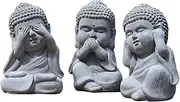 Set of 3 Sitting Buddha Figurines, Zen Baby Buddha Sculpture, Hear See Speak No Evil Buddha Statue for Garden Decor
