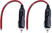 SPARKING 12V Cigarette Lighter Male Plug with Lead - 24V Car Power Adapter Auto Accessories with Led Lights, 15A Fuse (Male Plug to Tinned Terminal)