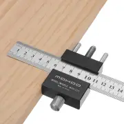Mohoo Steel Ruler Positioning Block Angle Scriber Line Marking Gauge for Ruler Locator Carpentry Scriber Measuring Woodw