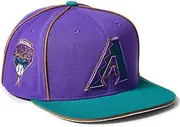 Mitchell & Ness AZ Arizona Diamondbacks Cooperstown Pipe Snapback Cap, Adjustable Hat Purple Green, Purple Green, One Size