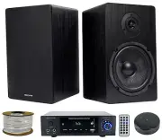 Rockville BLUAMP 150 Bluetooth Amplifier+2 6.5" Bookshelf Speakers+Wifi Receiver