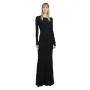[ANN DEMEULEMEESTER] Milner Jesse Long Sleeve X-Long Flared Dress Black