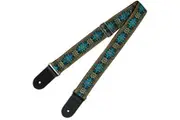 Guitar Strap - XTR 2 Inch Black Deluxe Poly Cotton Vintage Gold Pattern