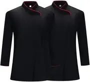 [MISEMIYA] Women's Pack of 2 Chef's Jackets MZ-2-731 (Pack of 2), black, 36