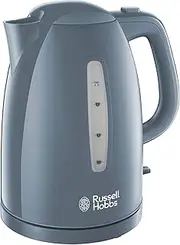 Russell Hobbs Textures Electric 1.7L Cordless Kettle (Fast Boil 3KW, Grey premium plastic, matt & high gloss finish, Removable washable anti-scale filter, Push to open lid, Perfect pour spout) 21274