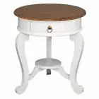 RIO FRENCH PROVINCIAL ROUND LAMP TABLE SIDE TABLE CABRIOLE LEGS WHITE/CARAMEL