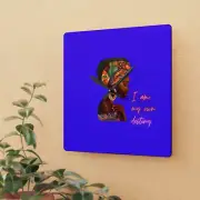 African Woman Decorative Purple Square Wall Clock