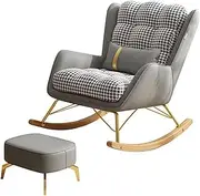 Nursery Rocking Glider Chair Modern Accent Chairs Rocker Armchair with Lumbar Pillow and Ottoman Indoor Glider Rocker Chair Comfy Nursing Armchair Mid-Century Chair for Mom (Color : Green) (Brown