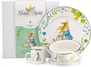 Golden Rabbit Enamelware - 3-piece Child Dinner Set (Spring Leaves)