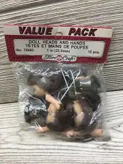 Fibre Craft Value Pack Doll Heads & Hands #75082 5 sets 1" Brunette Sealed