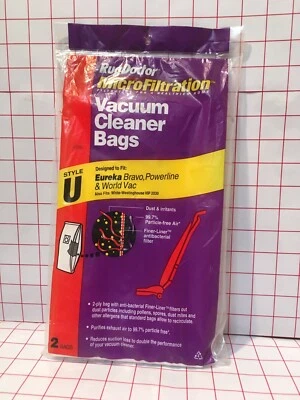 Rug Doctor Style U Vacuum Cleaner Bags Eureka Bravo Powerline World Vac (2 Bags)