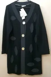 Charcoal Grey & Black TS 14+ Women's Wool Cardigan Jacket - Size S - NEW + Tags