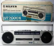 VINTAGE 80'S SILVER ST2000X STEREO RADIO CASSETTE PLAYER RECORDER BOOMBOX NEW !