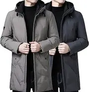 [SWJGLITTR] Men's Lightweight Down Jacket Waterproof Warm Thicken Ski Coat Long Winter Parka Puffer Jackets