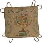 Chair Cushion Aubusson Ribbon 18x20 20x18 Beige Velvet Down Feather Insert
