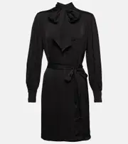 [Velvet] Velvet Evelyn satin shirt mini dress AU 8 black