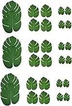 30Pcs Green Faux Monstera Leaves, Artificial Palm Tropical Decoration, Fake Plants for Party