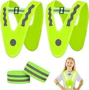 V-Form Children's Safety Vest, Pack of 4, Lightweight Reflective Vest with Shoulder Straps, Prevent Slipping, Reflective Vest, Breakdown Vest for Boys and Girls for Sports, Running, Bicycle