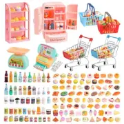 165Pcs Mini Shopping Cart Basket Miniature Food Drink Toy Supermarket Metal H...