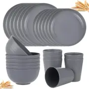 Wheat Straw Dinnerware Sets,Unbreakable Dinner Plates for 6,Microwave Dishwas...