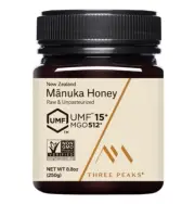 Three Peaks Raw & Unpasteurized New Zealand Manuka Honey UMF 15+ MGO 512+ (250g)