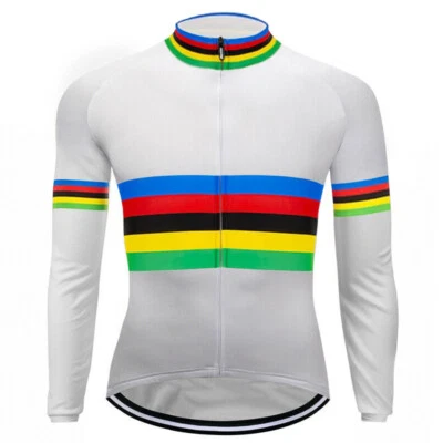 White Cycling Jersey Bike Jacket Long Sleeve MTB Tight Shirt Bicycle Clothing