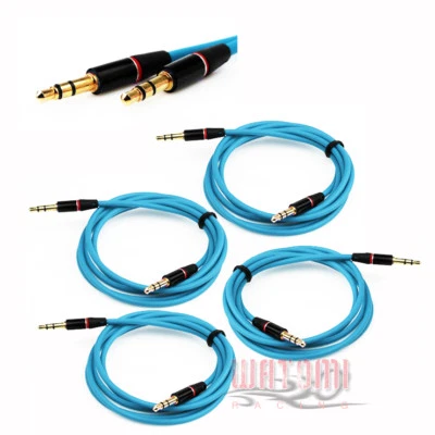 4X 3.5MM AUX MALE AUDIO EXTENSION CABLE CORD AQUA FOR GALAXY S4 S3 NOTE 3 NEXUS