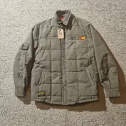 Yo Colorado Jacket Mens Medium Puffer Quilted Sherpa Lined Olive Green Barn Coat