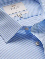 Hawes & Curtis Non-Iron Blue & White Fine Stripe Extra Slim Fit Shirt Size: 17" collar, 37" sleeve