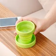 Travel Foldable Silicone Drinking Cup with Carabiner Neon Green - One Size