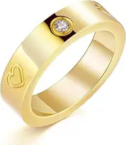 [PDWZNBA] Love Friendship Ring 18K Gold Silver Rose Plated Cubic Zirconia Stainless Steel Promise Ring Wedding Band Jewelry Birthday Gifts for Women