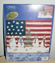 Embellished Cross Stitch Candar Designs 51407 Welcome To Winter Snowmen Flag Kit