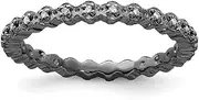 [JewelryWeb] 925 Sterling Silver Polished Prong set Patterned Ruthenium plating Stackable Expressions Diamond Black Plated Ring Jewelry Gifts for Women - Ring Size Options Range: J to T