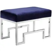 Pangea Home Laurence 18" Stainless Steel Stool in Silver & Navy Velvet
