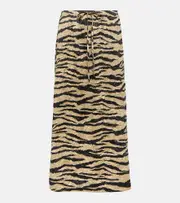 [Ganni] Ganni Printed satin midi skirt AU 10 neutrals