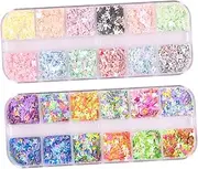 PAMINGONO Nail Art Glitter Set 2 Boxes Manicure Decor Rhinestone Glue Gel for Party