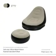 Grey And Black Patchwork Portable Inflatable Sofa Chair with Ottoman - Waterproo