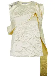 Meryll Rogge Embellished Crinkled Satin top - Off White - 36 (UK8 / S) 36 (UK8 / S)