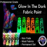 Glow In The Dark Fabric Paint 6 x 15ml UV Neon Glow Fabric Paint