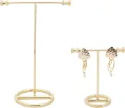 2 pieces gold metal T bar earring display stand (15 cm and 7 cm height) without hole jewellery holder hanging jewellery organiser for jewellery shop