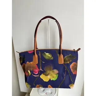 義大利精品 Roberta Pieri 輕量 母親節 肩背包 側背包 手提包 旅行袋 行李包 衣物袋 花卉款 - 藍色
