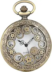 [Holibanna] Pocket Watch Vintage Necklace Antique Watches Pendant Costume Necklace Clothing Decor Accessories Watch with Chain Hanging Classic Watch Vintage Chain Watch Wallet Alloy Golden