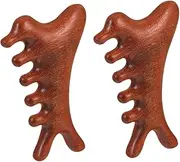 CALLARON 2pcs Wide Tooth Wooden Comb Hair Brush for Scalp Scraping Dandruff Removal Natural Tool for Curly Hair Portable Design for Home Travel