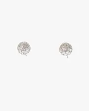Silver Cubic Zirconia Pave Ball Stud Earrings